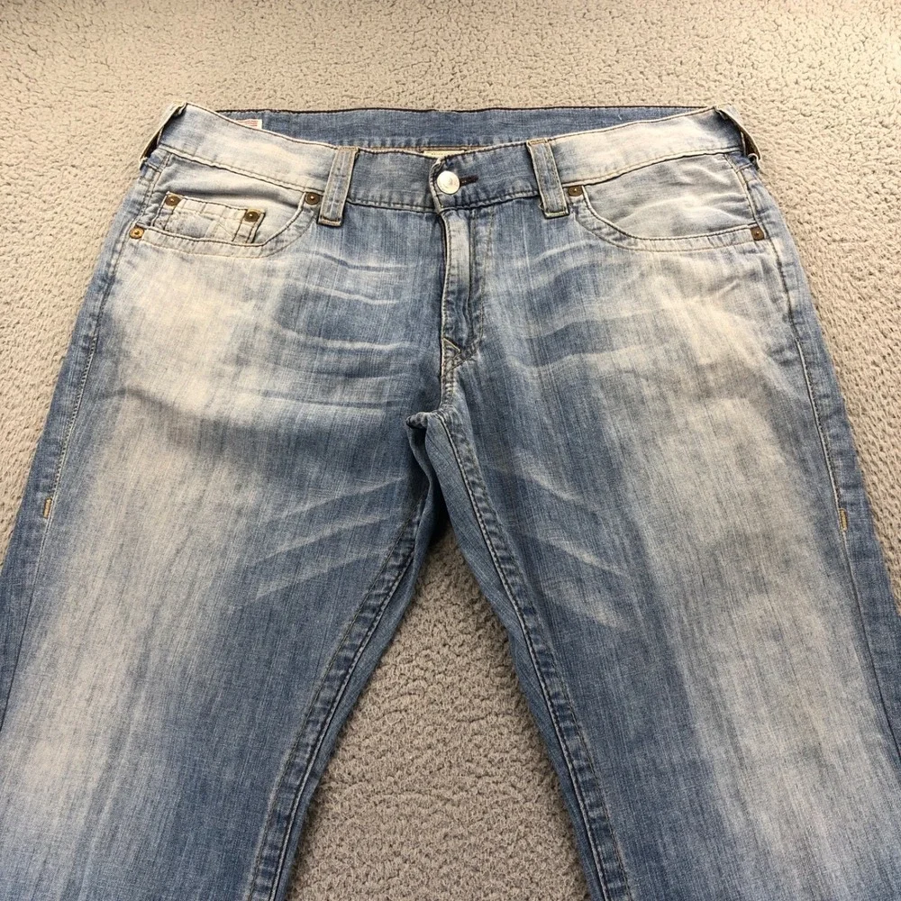True Religion Jeans Mens 40x33 Blue Bobby Faded Light Wash Y2K Denim USA Made